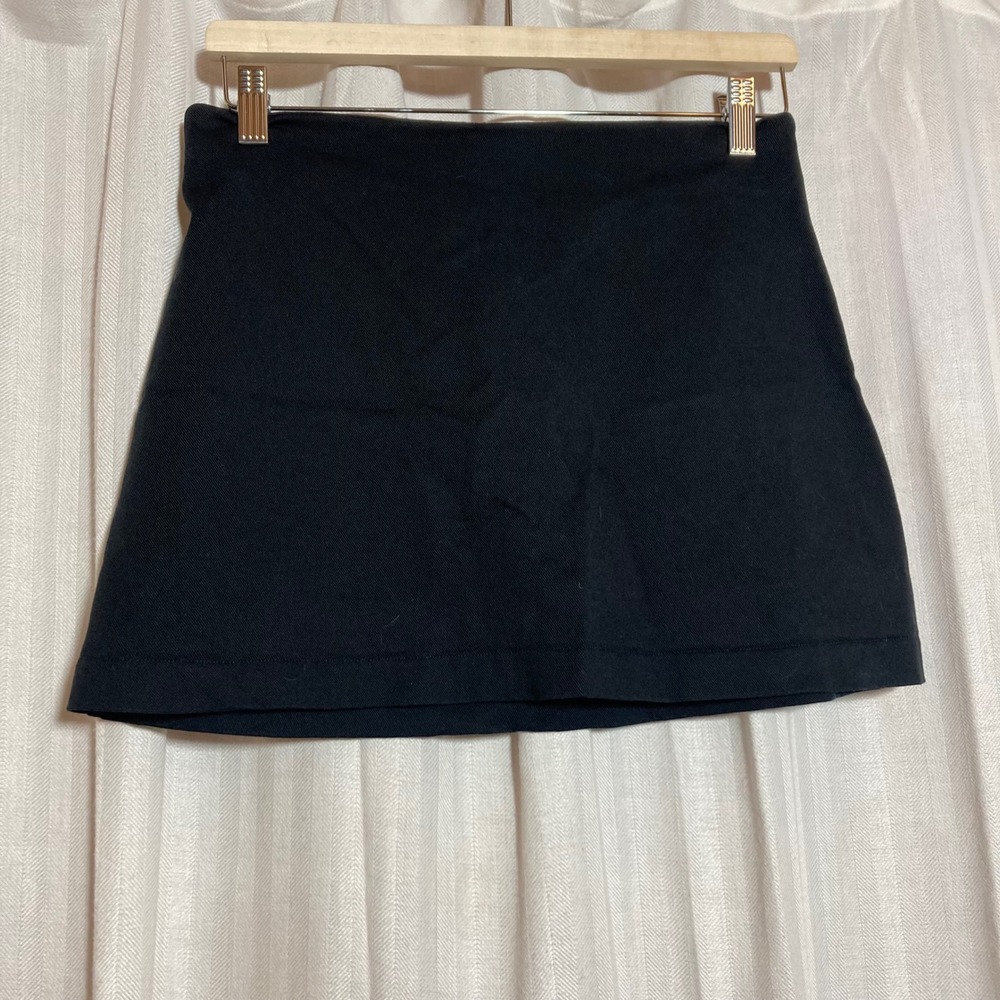 Reformation Black Twill Mini Skirt Size 4 A-Line High Waisted Zip Back Made USA